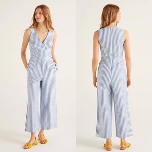 NEW Boden Dorothea Wrap Jumpsuit in Bold Blue Ivory Stripe Size 4P